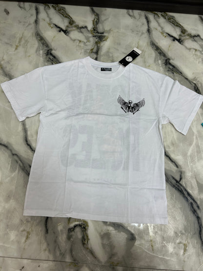 T shirt X name con teschio ali bianca