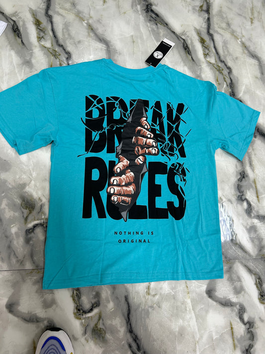 T-shirt X Name broke rules azzurro