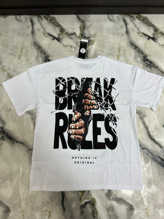 T-shirt X Name broke rules bianco